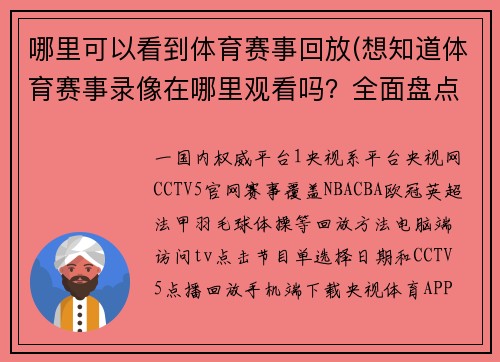 哪里可以看到体育赛事回放(想知道体育赛事录像在哪里观看吗？全面盘点国内外高清平台及使用方法)